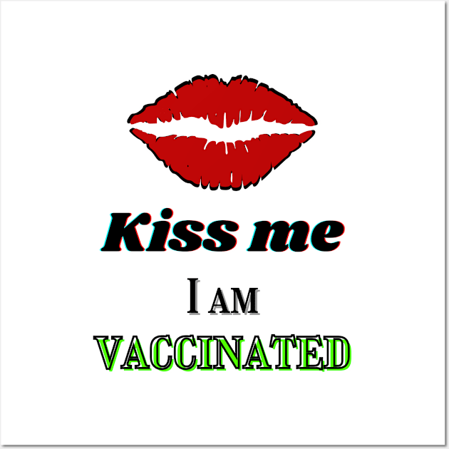 Kiss me I am vaccinated - red kissable lips print Wall Art by Blue Butterfly Designs 